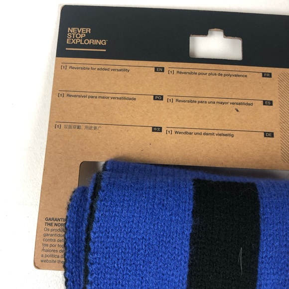 TNF The North Face Reversible Logo Scarf NWT Bold 2 Tone Design & PomPom Beanie - Picture 11 of 13